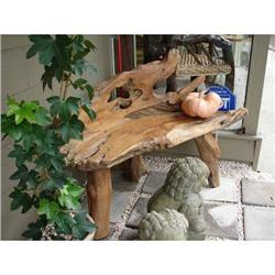 PRIMITIVE TEAK ROOT RUSTIC GEMBOL BENCH PEW #2038674