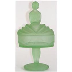 Ballerina Green Satin Glass Powder Jar #2049788