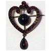 Image 1 : Bohemian garnet heart brooch  tear drop shaped #2049962