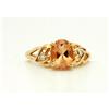 Image 1 : 10K  Gold Peach Topaz with 2 Diamonds Ring  #2050241