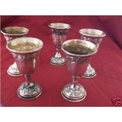 Silver set hallmark (800) 5 small cups Judaica #2064038