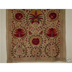 UZBEK SILK HANDMADE EMBROIDERY SUZANI 39X35 #2064043