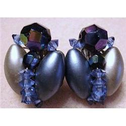 PRETTY 40's CLIP-ON EARRINGS/Shades of Blue #2064061