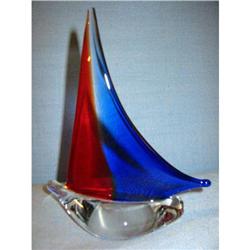 Art glass colored hand blown Boat!  #2064216