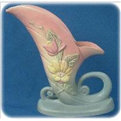 Hull Matte Glazed Magnolia Cornucopia Vase #2064260