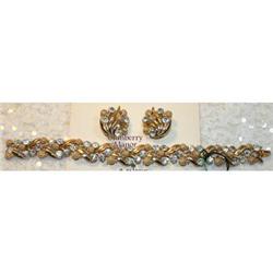 Vtg Bracelet Earring Mimosa Glace Crown Trifari#2064304