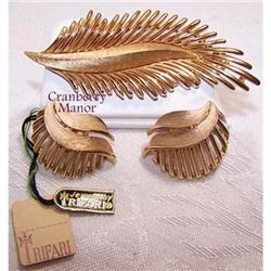 Vtg 50s Brooch Earring Quadrille Crown Trifari #2064305