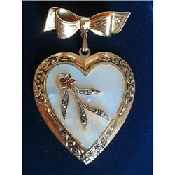 Huge Mother of Pearl & Marcasite Dangle Brooch #2064344