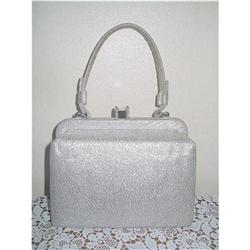 Silver Lamme Lurex Box Style Evening Handbag #2064354