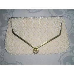 White Lumured Caviar Bead Clutch Purse #2064355