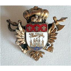 Early Coro Coat-of-Arms Enamel Guilloche Brooch#2064372