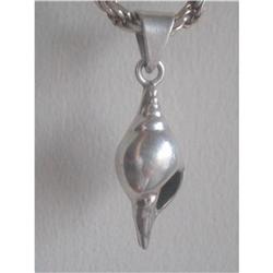 Heavy Silver 925 Seashell Pendant Necklace  #2064481