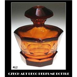 CZECH ART DECO TOPAZ COLOR GLASS PERFUME BOTTLE#2064500
