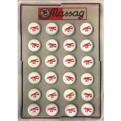24 RED AIRPLANE PICTURE BUTTONS 1930-40 CARD #2064519