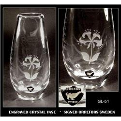 SIGNED VINTAGE ORREFORS CRYSTAL VASE #2064539