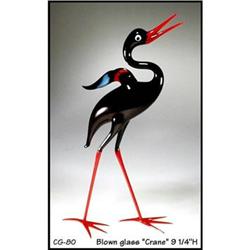 CZECH HOLLOW BLOWN GLASS CRANE FIGURINE / CG080#2064635