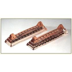 6 CZECH ART DECO STYLE PINK GLASS KNIFE RESTS #2064638