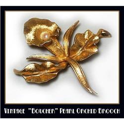 VINTAGE SIGNED "BOUCHER" ORCHID BROOCH CJ-47 #2064659
