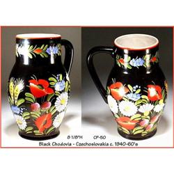VINTAGE CZECH PEASANT ART POTTERY PITCHER CP50 #2064671