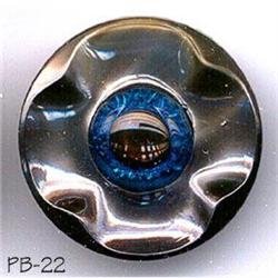 ANTIQUE 2pc LG 1-1/4" PEACOCK EYE BUTTON PB022 #2064682