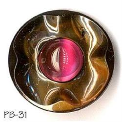 ANTIQUE 2pc LG 1-1/4" FAUX PINK GLASS BUTTON #2064689