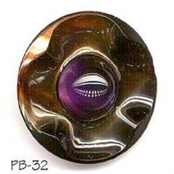 OLD 2pc  1-1/4" FAUX PURPLE GLASS BUTTON #32 #2064690