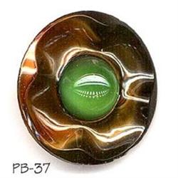OLD 2pc 1.25" GREEN GLASS BUTTON #37 #2064694