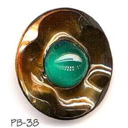 OLD 2pc 1.25" GREEN GLASS BUTTON #38 #2064695