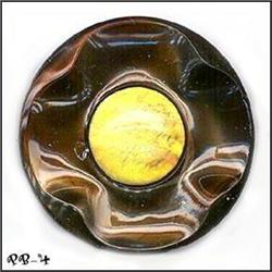 ANTIQUE 2pc LARGE 1-1/4" GOLD FOIL EMBEDDED#2064697