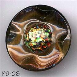 ANTIQUE 2pc LG 1-1/4" FOIL EMBEDDED BUTTON #2064698