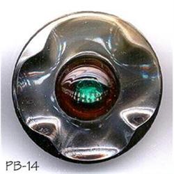 ANTIQUE 2pc LG 1-1/4" PEACOCK EYE BUTTON PB014 #2064704