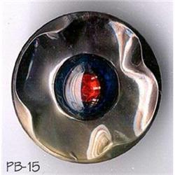 ANTIQUE 2pc LG 1-1/4" PEACOCK EYE BUTTON PB015 #2064705