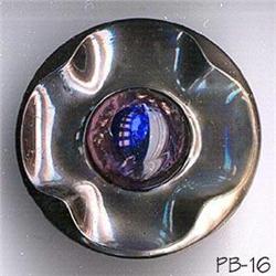 ANTIQUE 2pc LG 1-1/4" PEACOCK EYE BUTTON PB016 #2064706