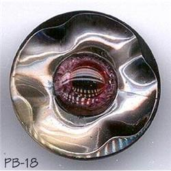 ANTIQUE 2pc LG 1-1/4" PEACOCK EYE BUTTON PB018 #2064708