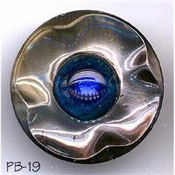 ANTIQUE 2pc LG 1-1/4" PEACOCK EYE BUTTON PB019 #2064709