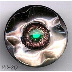 ANTIQUE 2pc LG 1-1/4" PEACOCK EYE BUTTON PB020 #2064710
