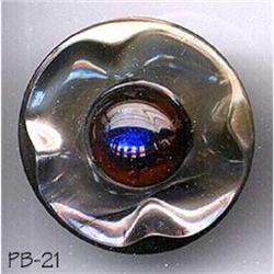 ANTIQUE 2pc LG 1-1/4" PEACOCK EYE BUTTON PB021 #2064711