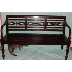 Spanish-style Mission Carved Dark-Wood Bench #2064835