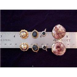 Lot of 4 Screw Back Earrings-Black Cameos  #2064915