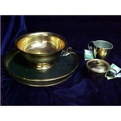 Set of 5 Piece Copper Cream & Sugar, Tray & #2064917