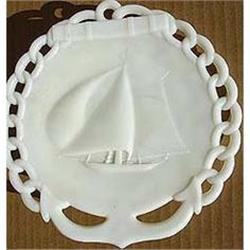 old vintage 1900 schooner SHIP MILK GLASS plate#2065630