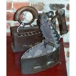2 ANTIQUE cast iron COAL IRONS #2065667