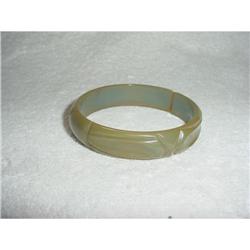 Green Bakelite Carved Bracelet #2065702
