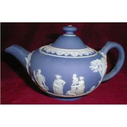 WEDGWOOD Jasperware TEAPOT Dark Blue -ANTIQUE- #2065905