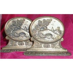 BRONZED Bookends SCENIC Bridge -ANTIQUE- #2065921