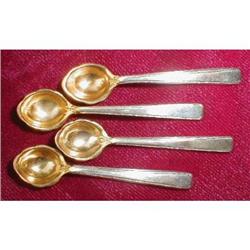 STERLING Salt SPOONS Gold BOWLS - Set of 4 #2065927