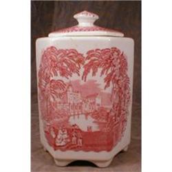 Masons VISTA Tea CADDY Canister PINK -Vintage- #2065934