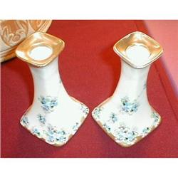 LIMOGES Candlesticks HAND Painted FLOWERS Pair #2065937