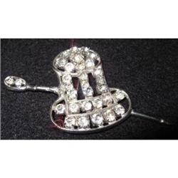 Kramer Sterling Rhinestone Top Hat Brooch #2066003