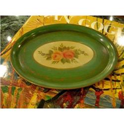 Charming Small French Tole Tray in Green #2066021